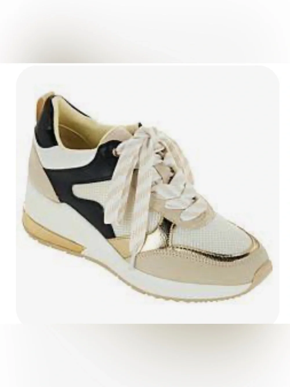 J/Slides Urban Sport Women's Bebe Fashion Wedge Sneaker Cream/Black/Gold Size 7